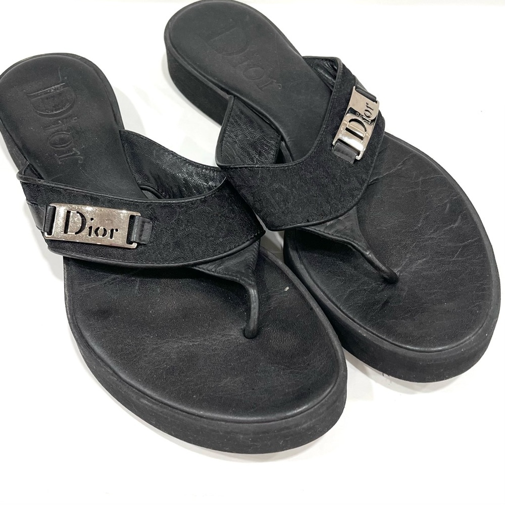 Christian Dior 2005 Trotter Flip-Flop Sandals Black Size 37